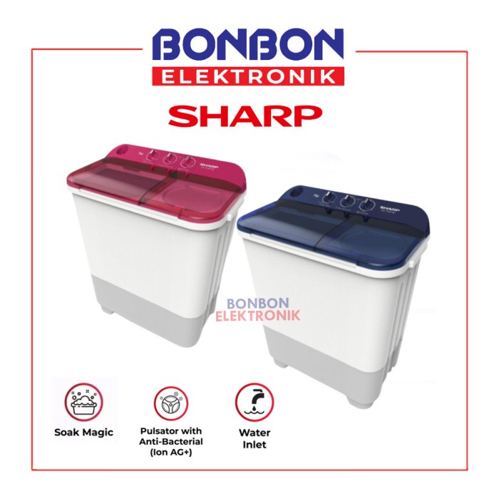 Sharp Mesin Cuci 2 Tabung 7KG ES-T75NT-PK/BL / EST75NT / EST 75 NT