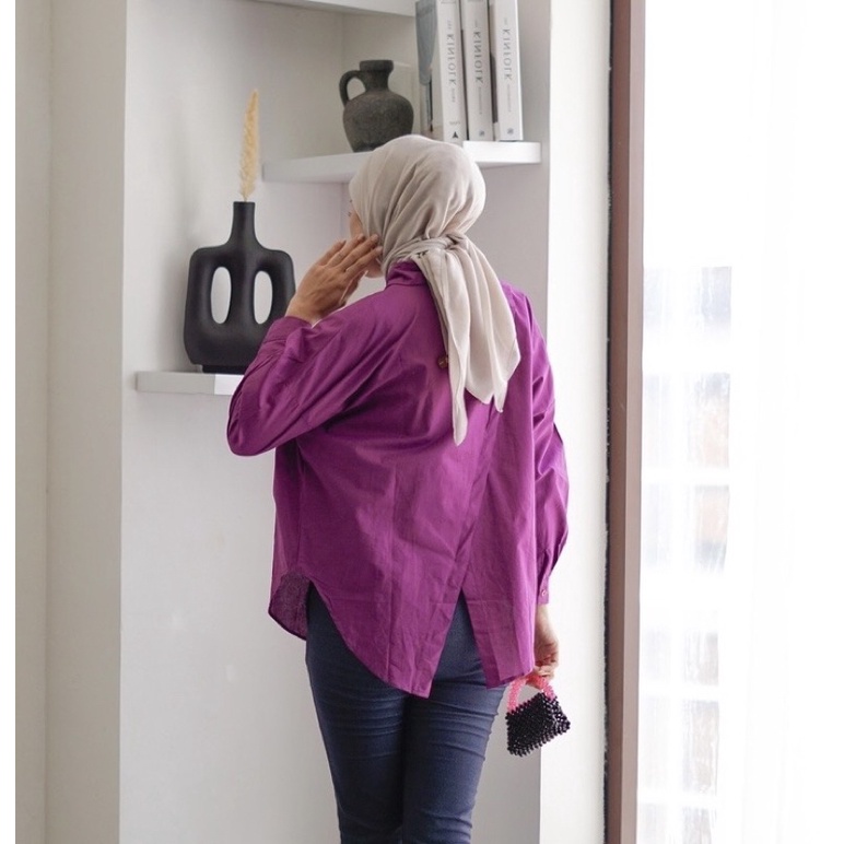 JAVASHOP Kemeja Linen Wanita Oversize Premium