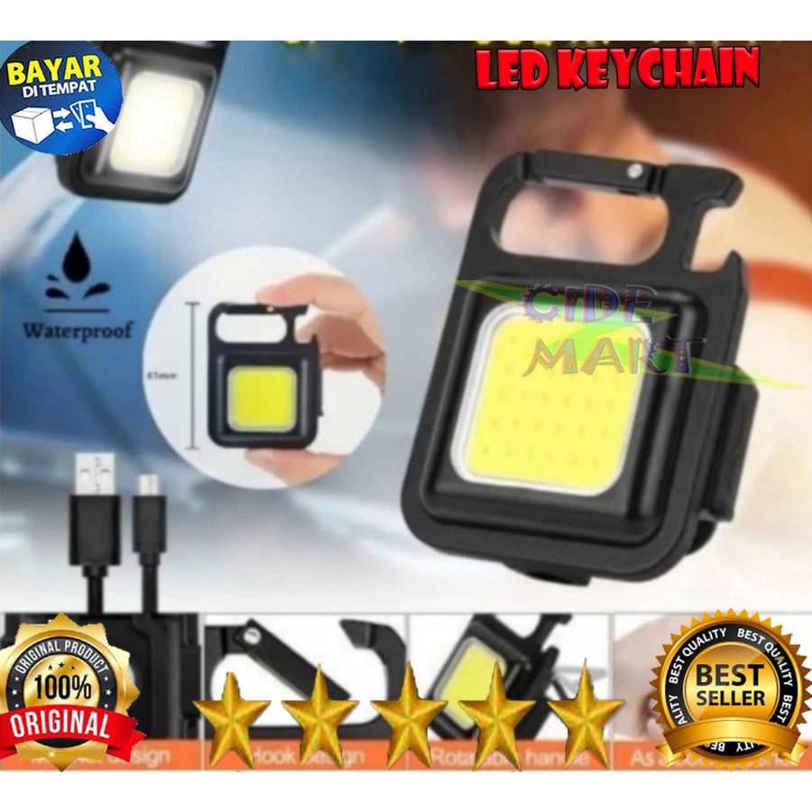 MC Lampu Mini COB LED Keychain Light Gantungan Kunci Tas Senter Camping