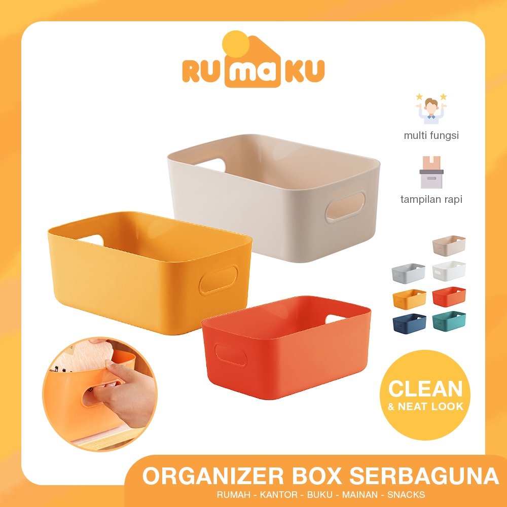 Rumaku Keranjang Serbaguna Tempat Penyimpanan Mainan Pakaian Makanan Makeup Kosmetik Multifungsi Storage Box Organizer Bahan Plastik