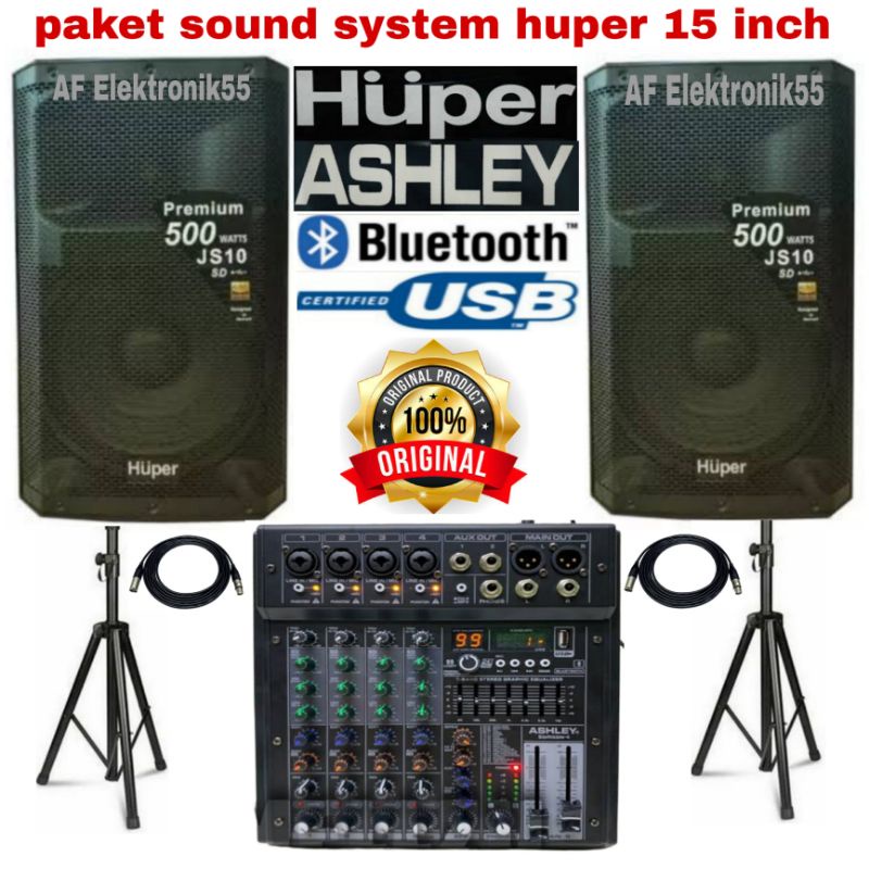 Paket Sound System Huper 15 Inch + Mixer Ashley Original