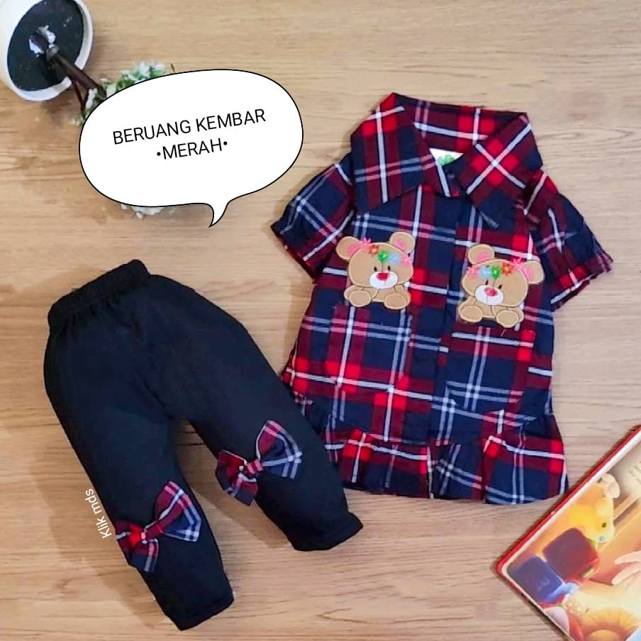 Setelan Baju Anak Perempuan / Setelan Kemeja Legging Bayi Cewek Celana Panjang Motif Sweet Cat Usia 0-2 Tahun