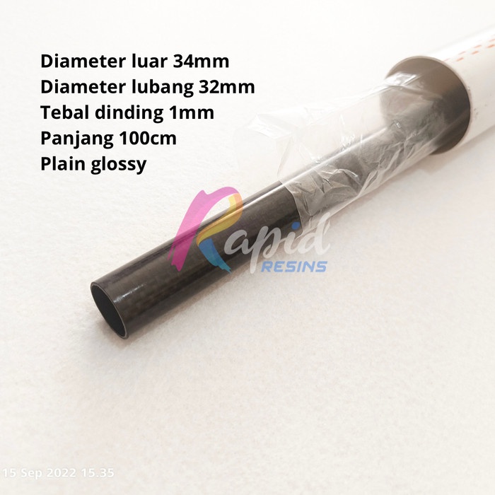 Pipa Carbon Tube 34 x 32 x 1000 mm Tabung Serat Karbon 3K od 34 id 32