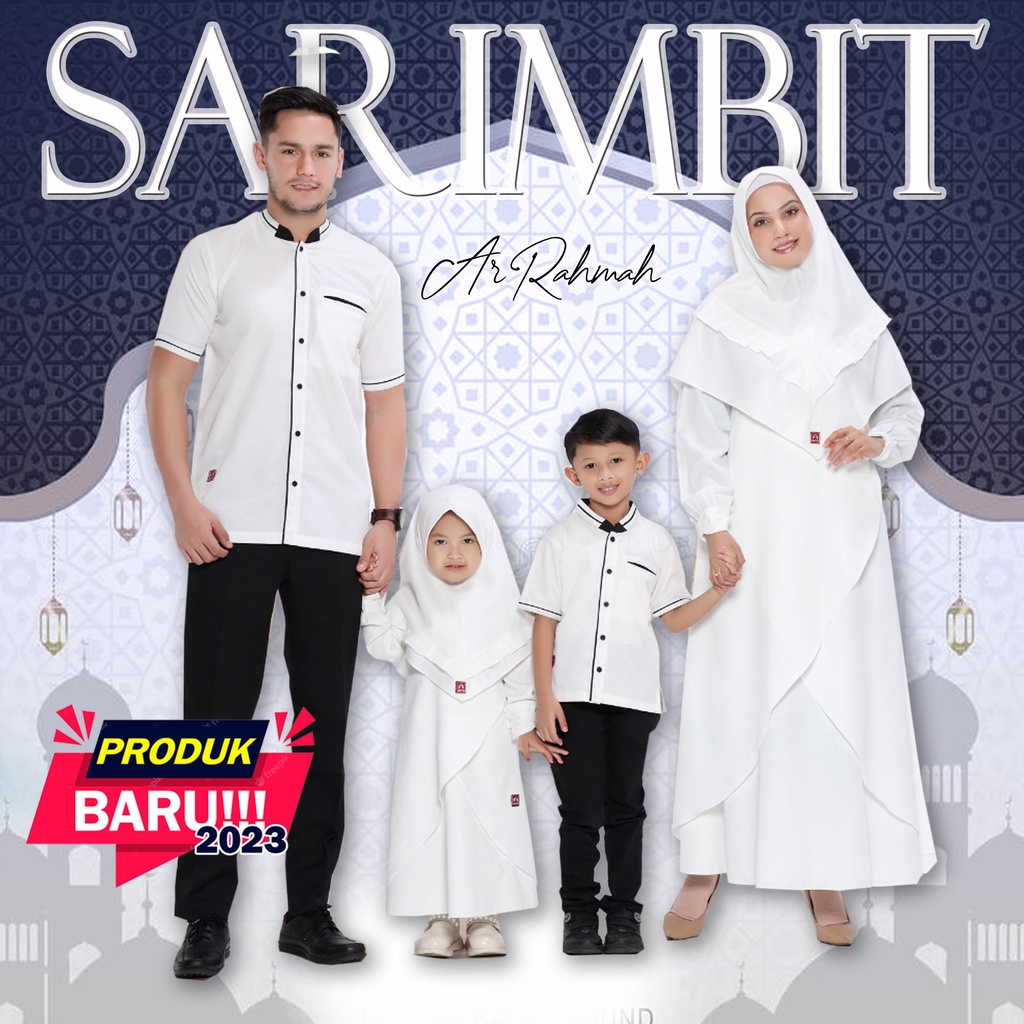 Seragam Busana Muslim Couple Keluarga Lebaran Arra Ar Rahmah Snow White Sarimbit warna Putih