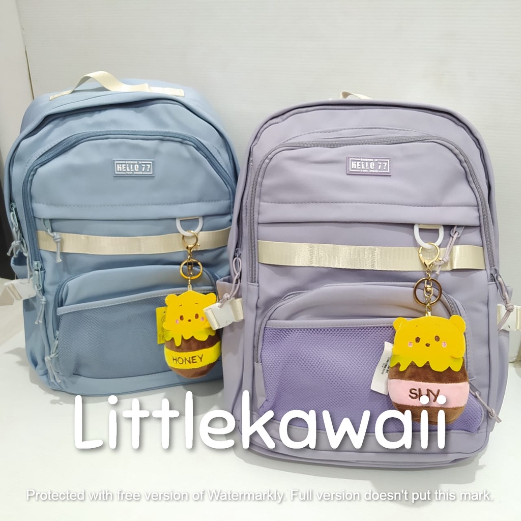 LK/Tas Ransel Laptop Backpack Fashion Anak Remaja Dewasa Kantong Jaring Gesper Hello77 Import