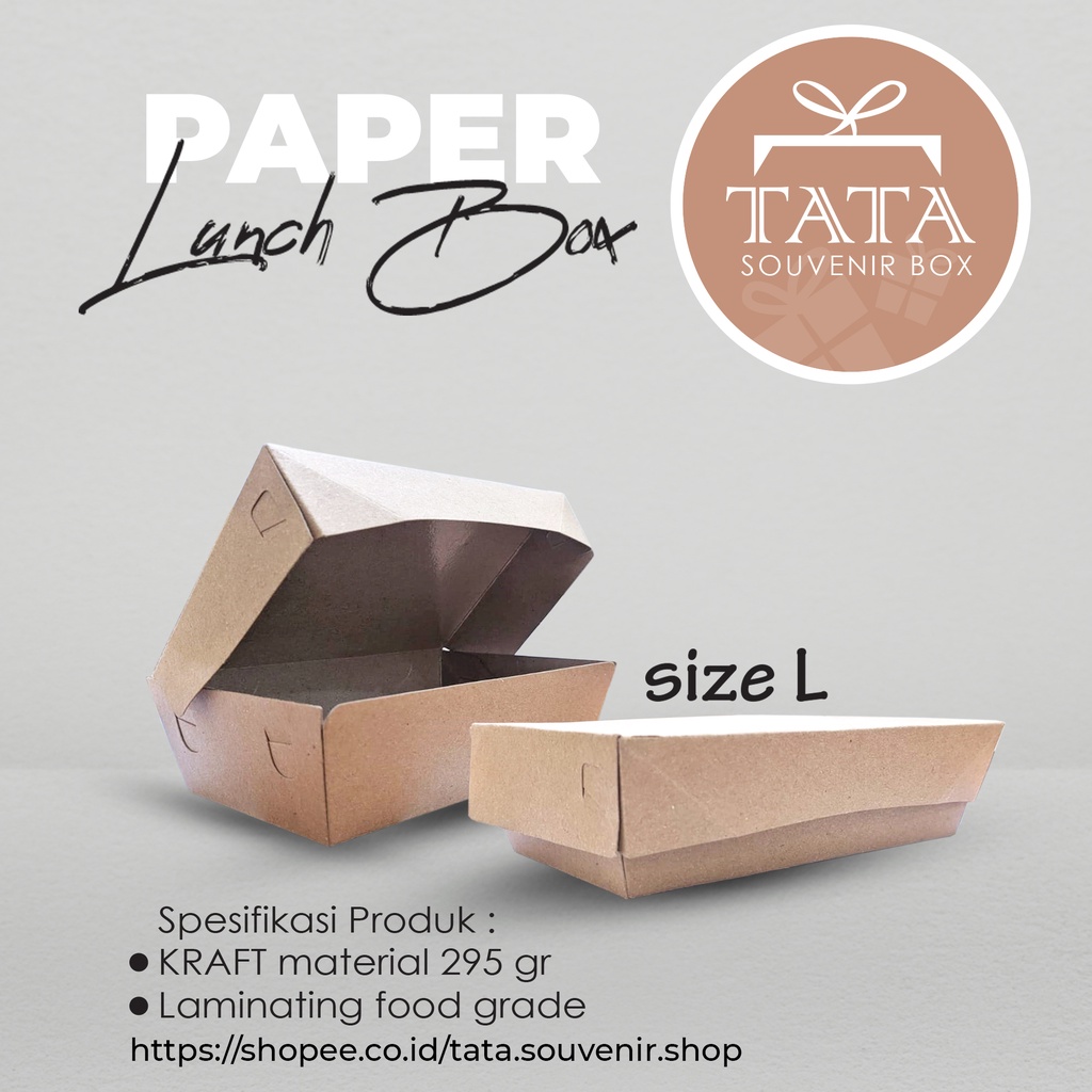 Promo!!! Paper Lunch Box Kraft Coklat Laminasi Size L / 20 x 13 x 5 cm ( Minimal Order 10 biji )