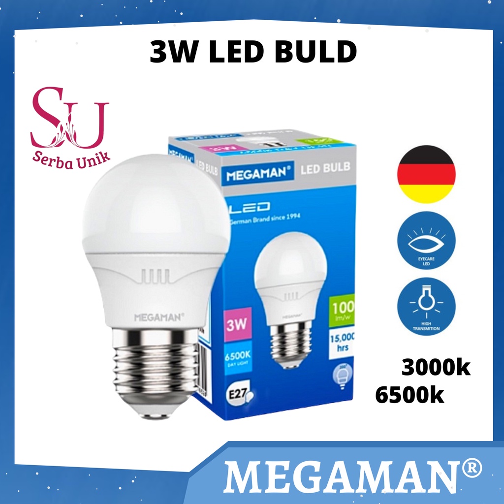 Megaman Lampu Bohlam LED YTG45Z1 3W 3000K / 6500K