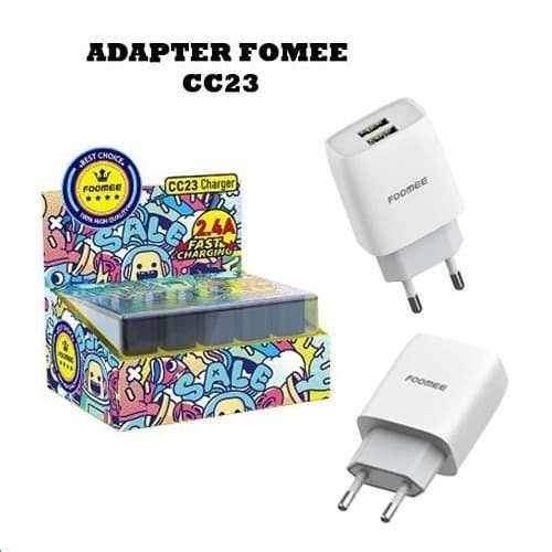 Adaptor Charger Foomee CC23s Batok Charger Fast Charging1 BOX ISI (20 PCS)  2.4A Dual Batok