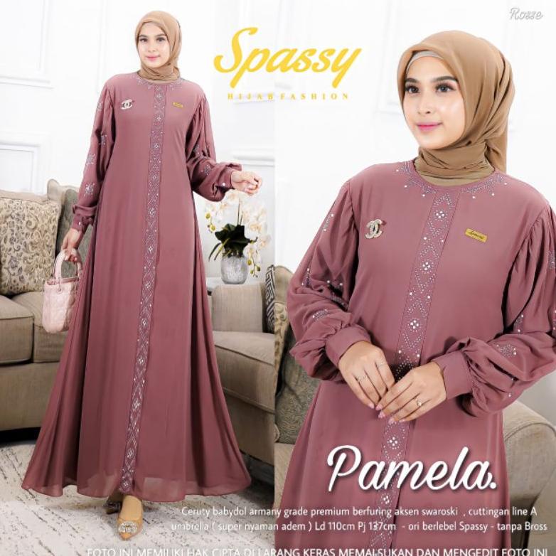 READY STOCK PAMELA DRESS AYANA MAXY ORI BY SPASSY // GAMIS TERBARU CERUTI AKSEN SWAROSKI LD 110 MIX 