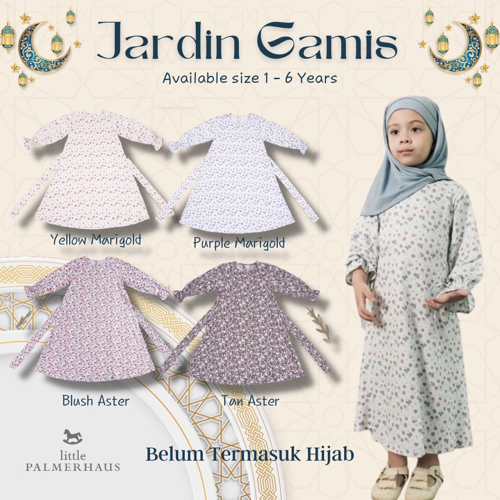 Little Palmerhaus Jardin Gamis 1-6 Tahun Gamis Bunga Lebaran / Dress Panjang Raya / Pakaian Muslim CBKS P10