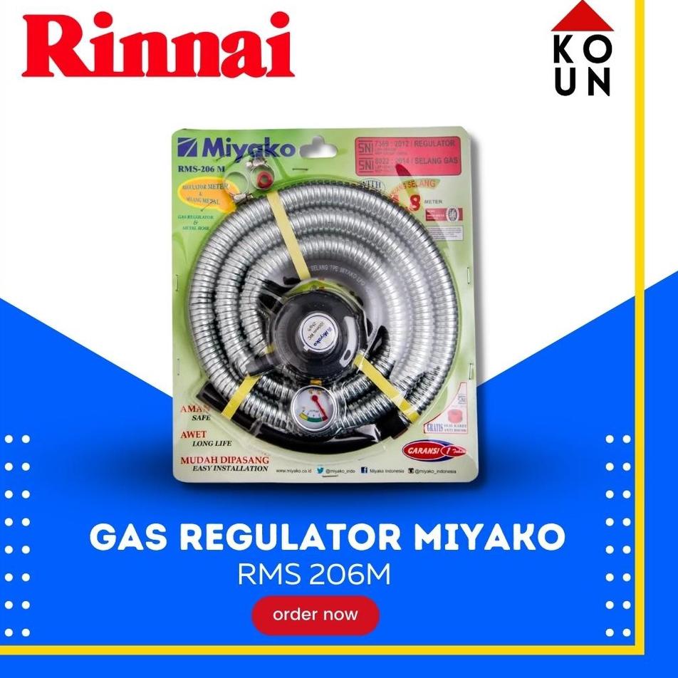 ➱ Regulator + Selang Gas LPG Miyako RMS 206 M / RMS-206 M / RMS206M / RMS106M / RMS 206M / RMS-206M 