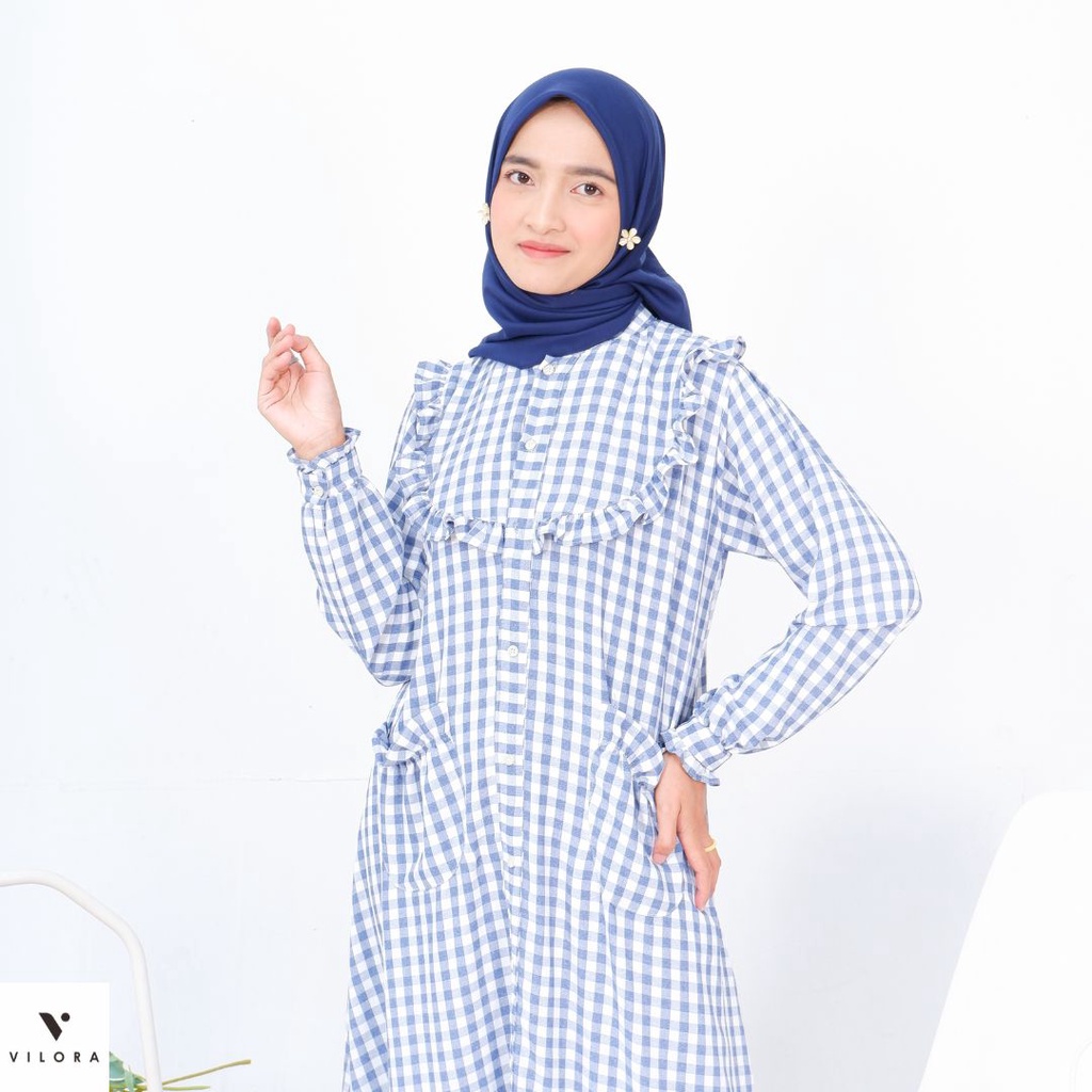 Vilora - Vahira Midi Dress (Midi Dress Kotak-Kotak)