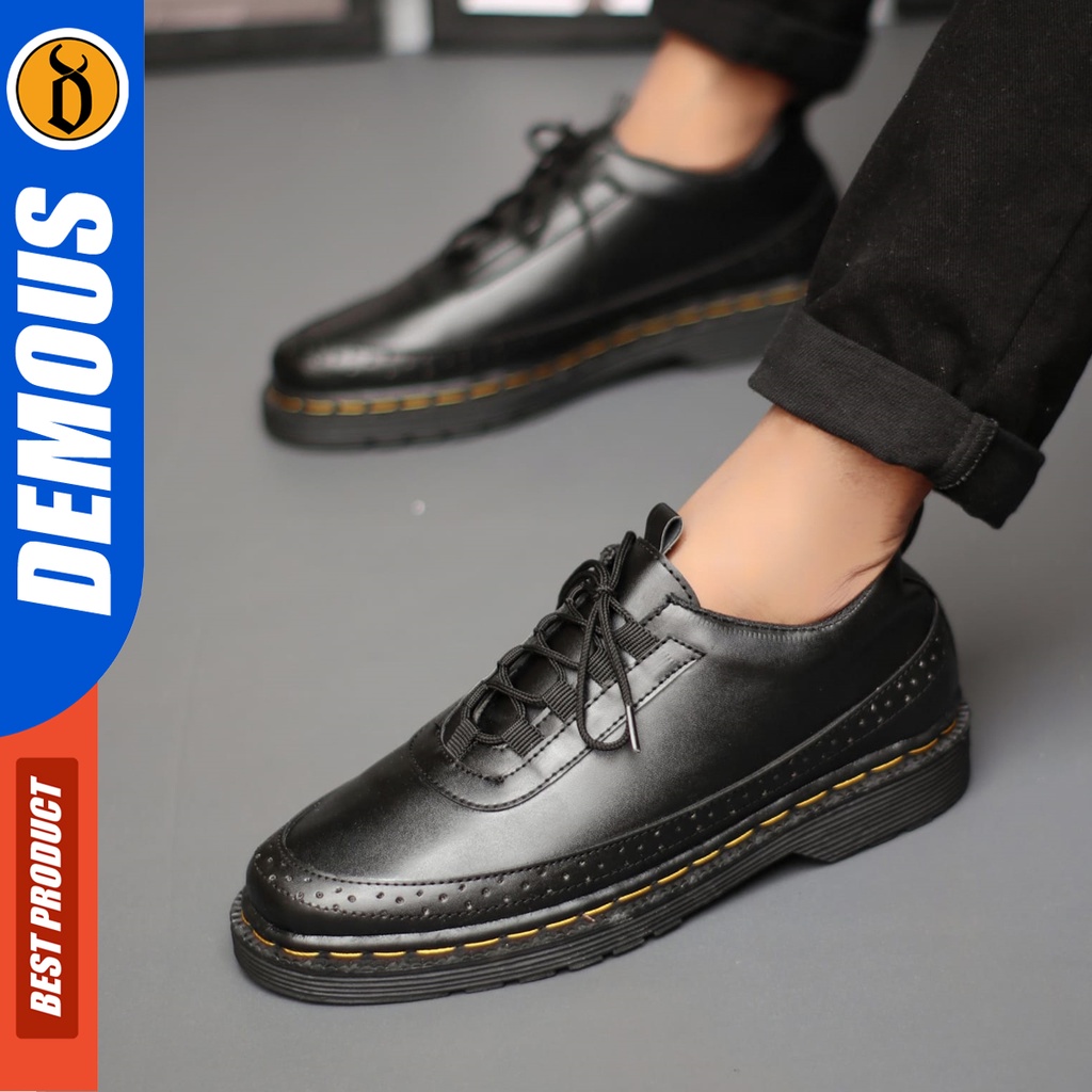 Demous Samanosuke - Sepatu Formal Pantofel Docmart Kerja Hitam Pria