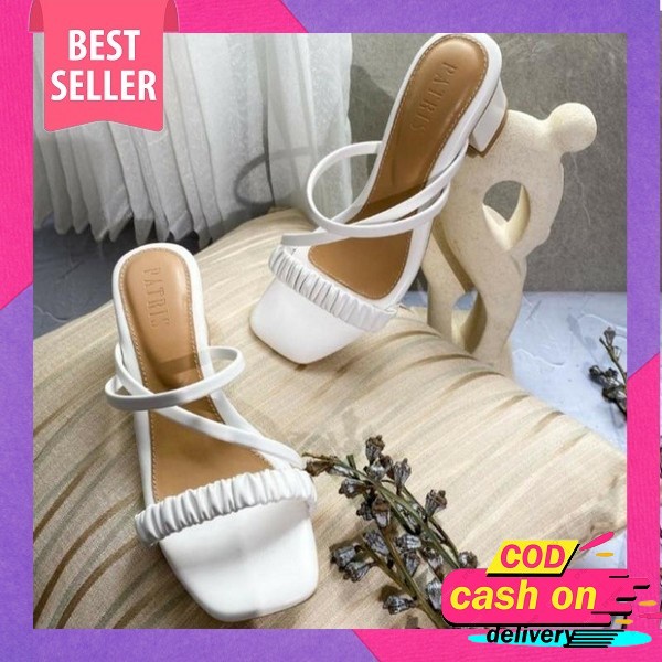 Sepatu Pita Hak Tinggi Wanita Zr Satin Platinum Ribbon High Heels 9,5Cm Premium Import, Hitam Black 