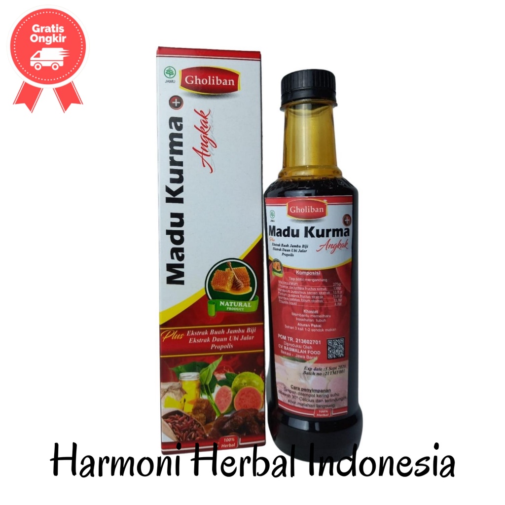 Madu Sari Kurma Angkak Plus Propolis Gholiban Dengan Ekstrak Jambu Biji Dan Daun Ubi Jalar 460gr