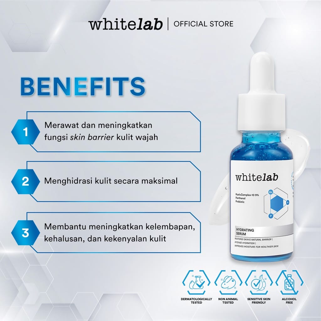 Whitelab Hydrating Serum - Serum Kulit Kering Perkuat Hidrasi Untuk Kulit Lembap, Halus &amp; Kenyal