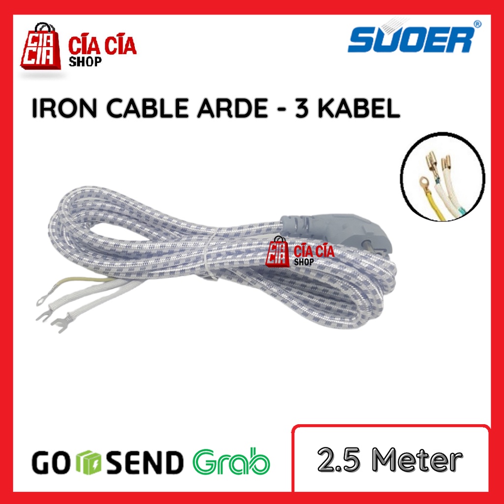 Kabel setrika arde 3 kabel 2.5m Suoer / kabel setrikaan Starlux 1.8M Iron Cable