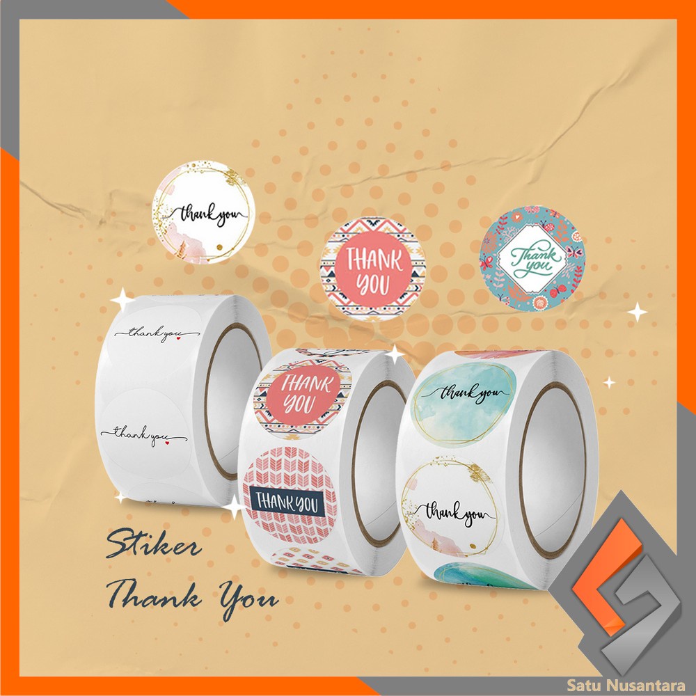 

SN-C817 Sticker Thank You 1 Roll 500PCS Stiker Label Makanan Tulisan Segel Ucapan Terima Kasih / Stiker Label Thankyou Kemasan Packing Serbaguna