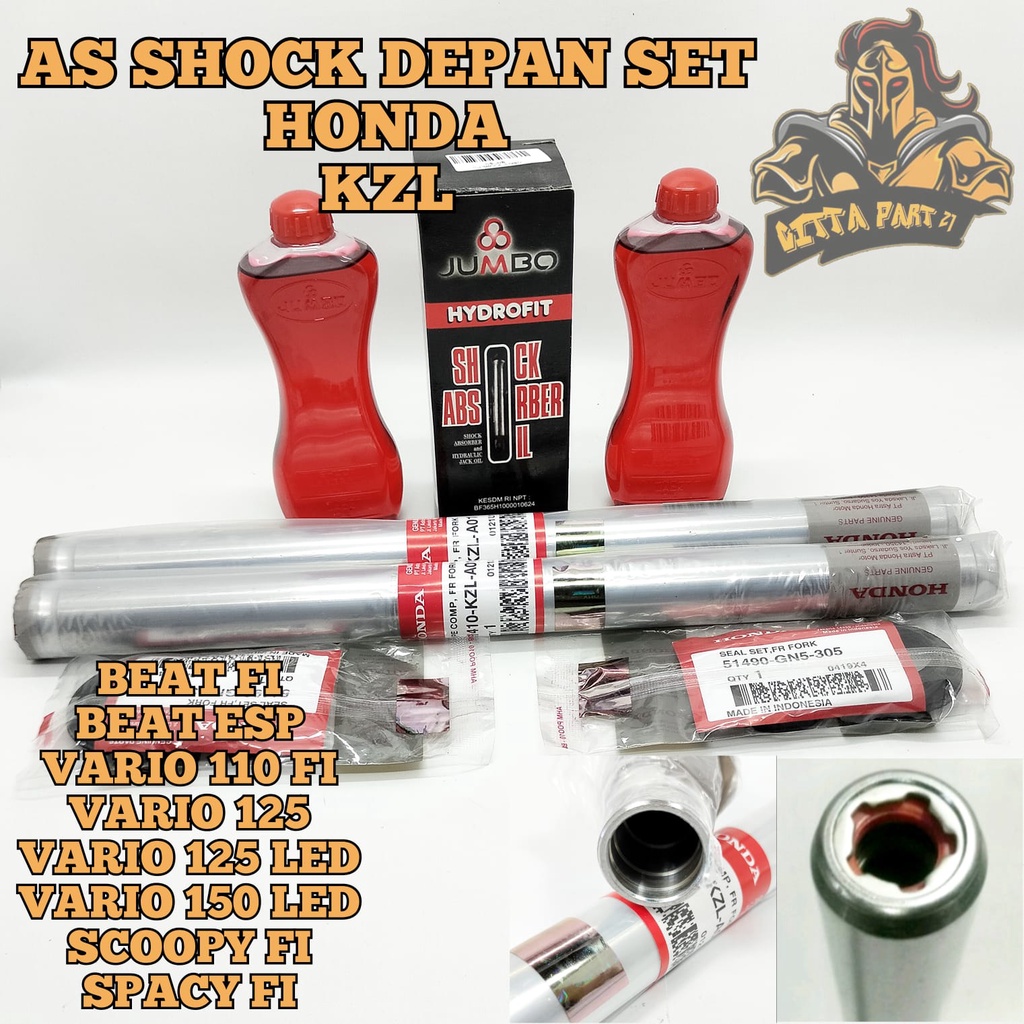 AS SHOCK DEPAN SET HONDA AHM KZL 100% ASLI ORIGINAL HONDA AHM SEAL SHOCK OLI SHOCK BEAT FI BEAT ESP VARIO 110 FI VARIO 125 OLD VARIO 125 LED VARIO 150 LED SCOOPY FI SPACY FI SHOK SOK SKOK SOK