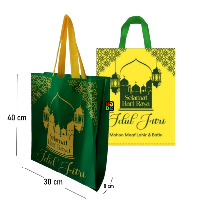 

[Uk. 30X40 Cm] Tas Kain Spunbond Goodie Bag Lebaran Idul Fitri Besar 046