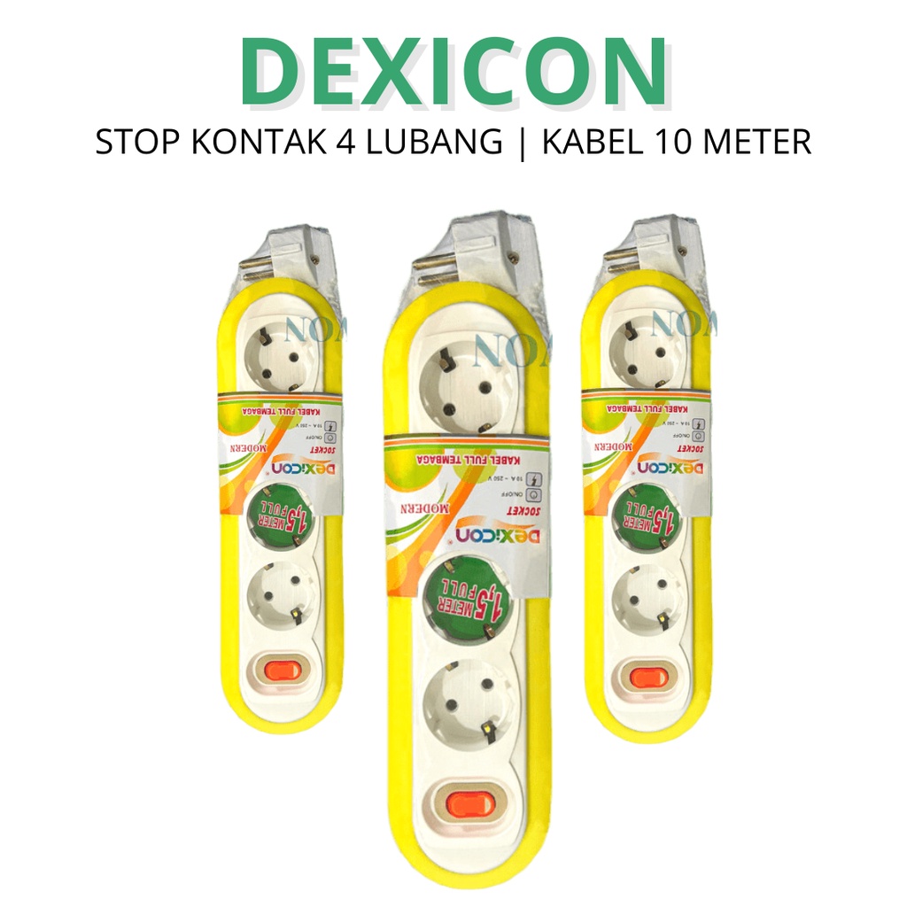 STOP KONTAK 4 LUBANG 10 METER DEXICON COLOKAN LISTRIK 4 LUBANG SAKELAR