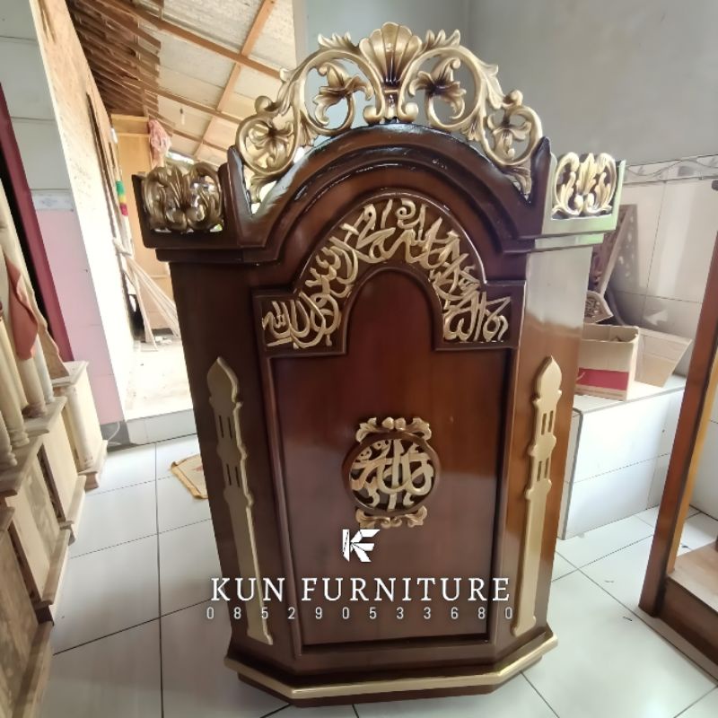 PODIUM MIMBAR MASJID UKIR KALIGRAFI PODIUM MIMBAR MUSHOLLA UKIRAN