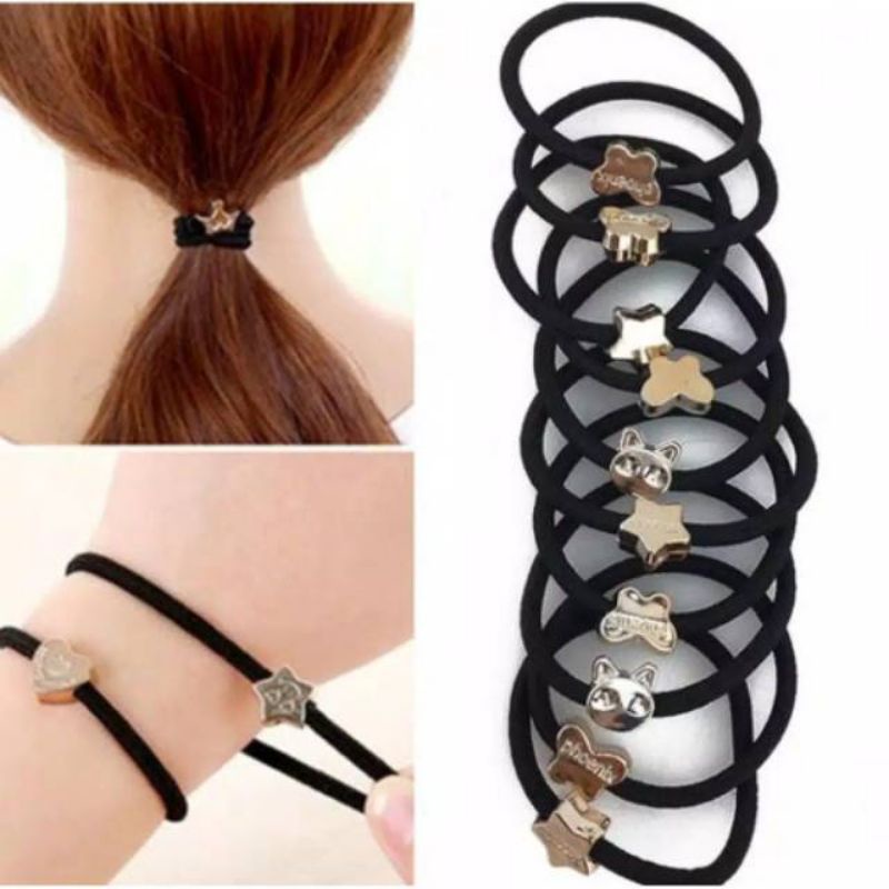 Ikat Rambut Hitam Wanita/Gelang Karet Wanita