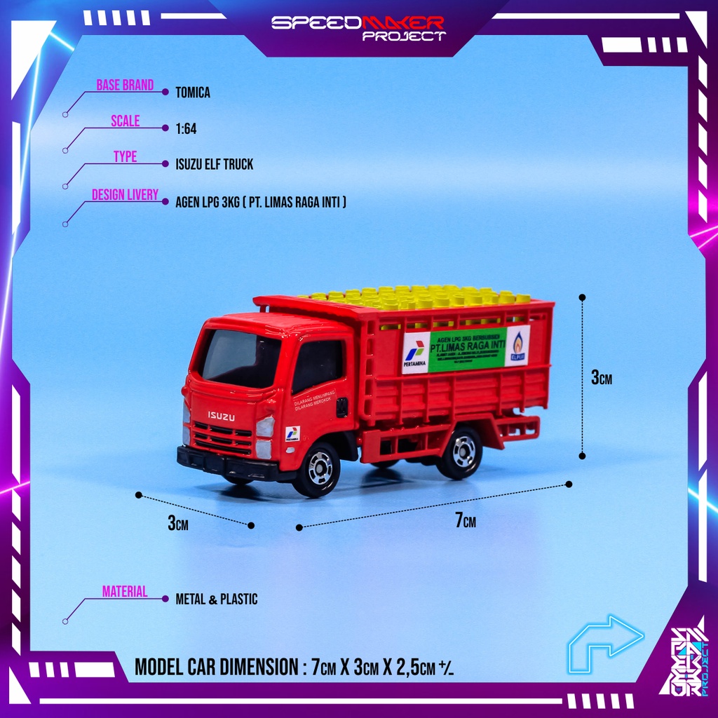 Tomica Custom Isuzu ELF Truck Pertamina Gas ELPIJI 3Kg Diecast Miniatur Replika Truk LPG 1/64