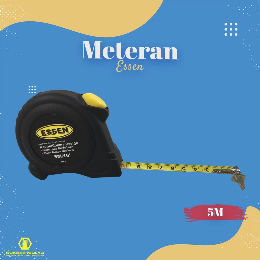 Meteran 5 Meter Tukang Bangunan Roll 5m Essen