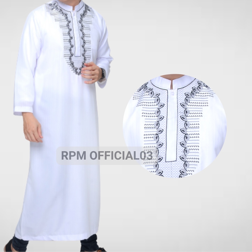 Baju Jubah Gamis Pria Muslim Laki Dewasa Lengan Panjang Premium Embos
