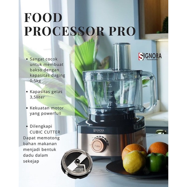 Signora Food Processor Pro Tanpa Cubic Cutter - Pengolah Makanan Multi Fungsi