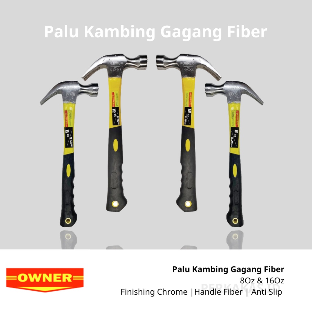 Palu Kambing Baja Gagang Fiber Gerigi 8-16 Oz OWNER