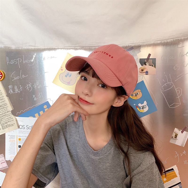 [littlecrab] Topi Baseball Cap Bordir Challenge Simple Aesthetic High Quality Polos Solid Color Fashion Topi Bisbol Korean Style