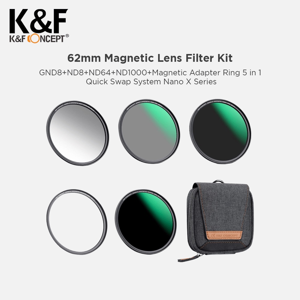 K&F Concept 62mm 4in1 Filter Magnetic GND8 ND8 ND64 ND1000 with Case Filter KNF Concept