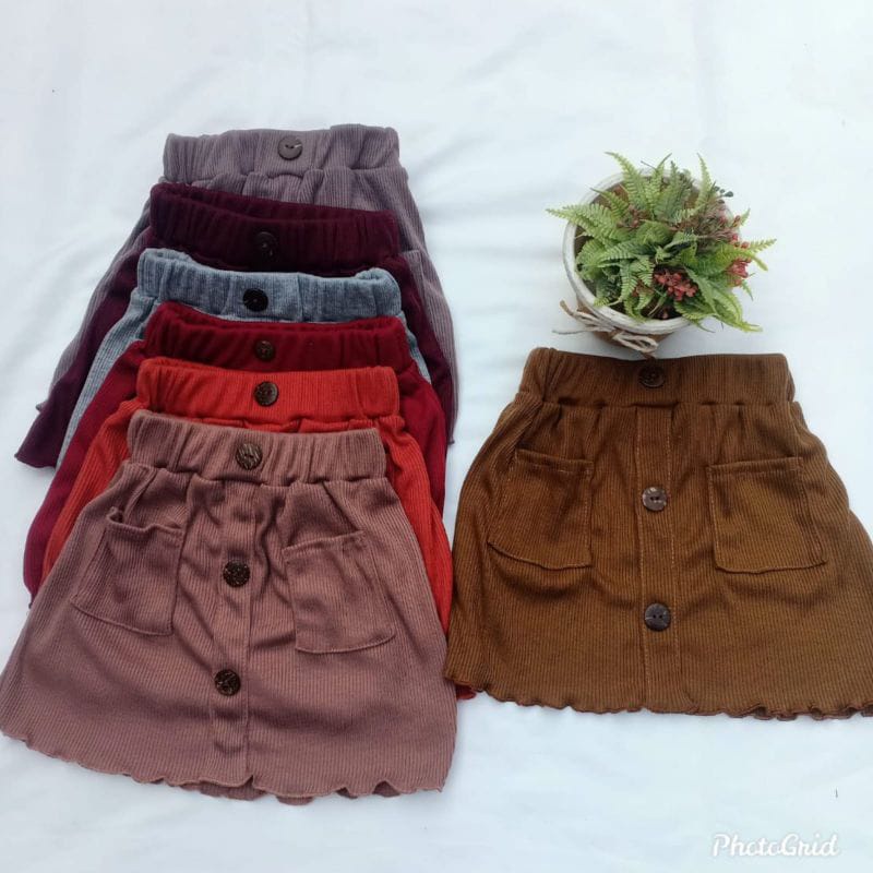 Rok Rib Anak Perempuan Curly Ruffle Knit Tee Rib Rib 1-5 Tahun