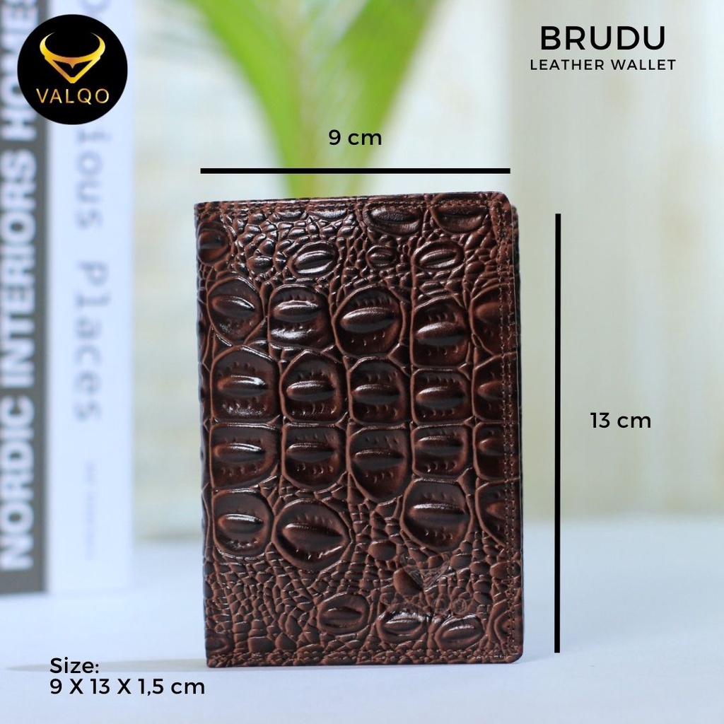 [VALQO] BRUDU BY Dompet Kulit Sapi Motif Buaya Pria Cowok Kartu Laki Berdiri 3/4