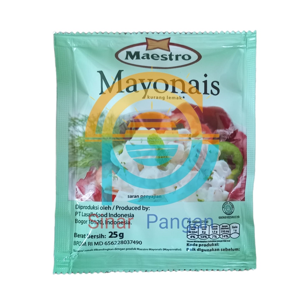 

Mayonaise Sachet 25gr Maestro / 25 gr - Tanpa Lemak