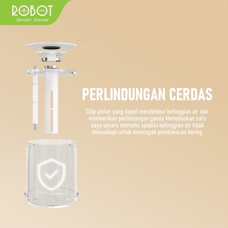 D_    Robot Rt-H02 Dekstop Humidifier Diffuser Gray 280Ml Led Original