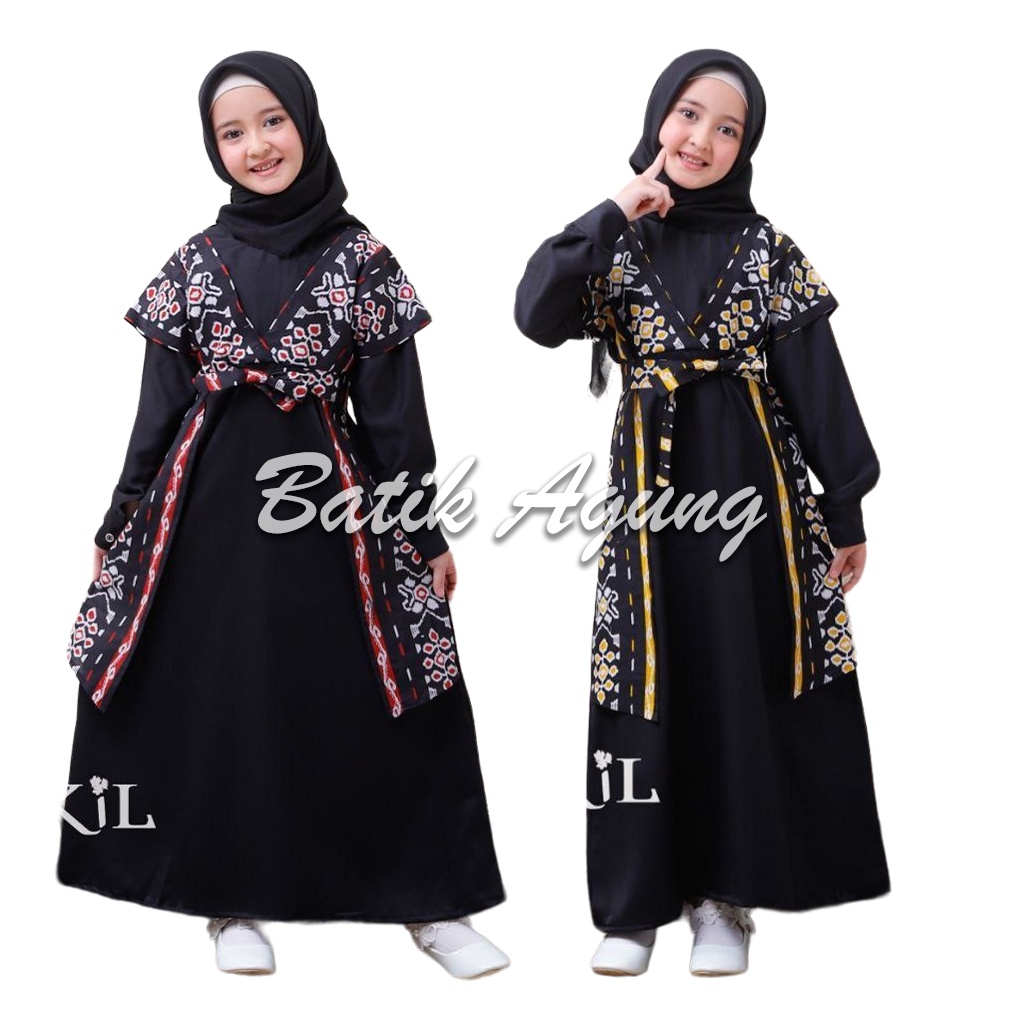 Baju Dress Gamis Batik Kondangan Pesta NIkahan Tunangan Wisuda Anak Perempuan Umur 3 Sampai 12 Tahun