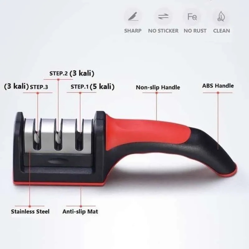 (SerbaSerbi)PENGASAH PISAU 3IN1 3 MODE / ALAT ASAHAN PISAU GUNTING 3 STEP / ALAT ASAH PISAU PENAJAM PISAU SAYUR DAPUR