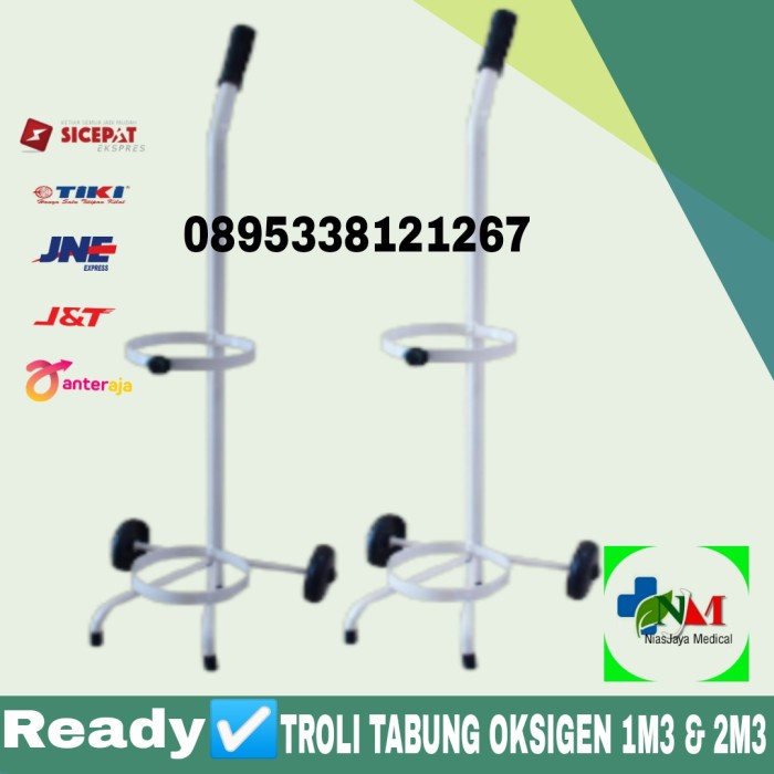 Trolley Troli Tabung Oksigen 1M3/Troli Tabung 2M3/Troli Tabung Oksigen 1.5M3