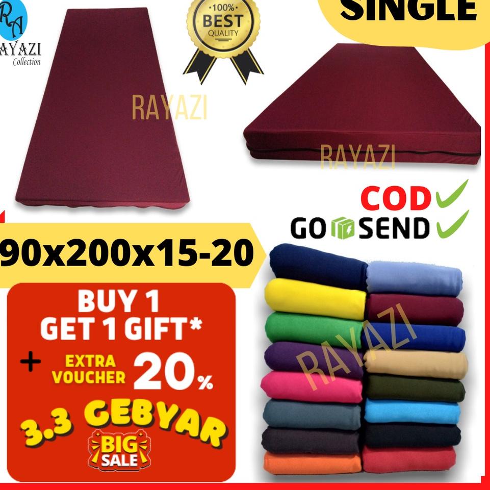 Bagus Sprei Resleting / Sarung Kasur SINGLE Ukuran 90x200x15 / 90x200x20 Sprei Polos Seprai Seprei R