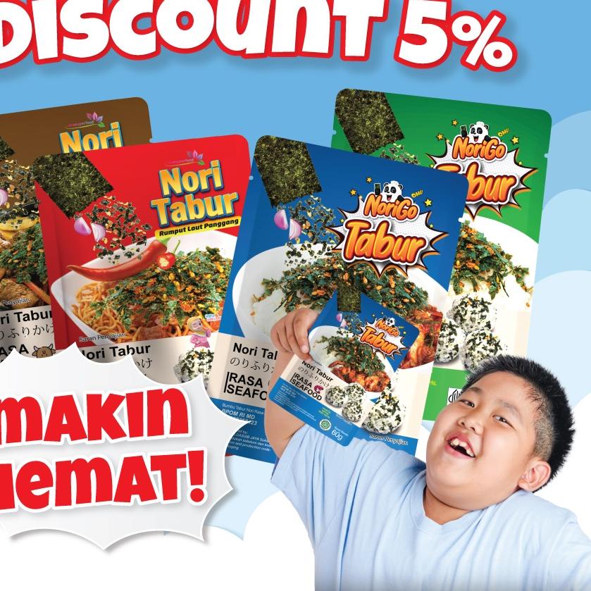 

✵ [Paket Promo] Nori Tabur Rumput Laut Panggang - Original, Sapi, Pedas, seafood 60g ❈