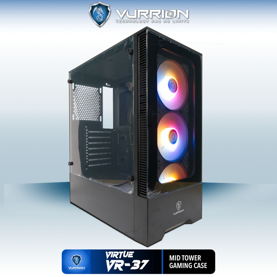 Vurrion Virtue VR 37 Casing Mid Tower ATX Tempered Glass + 3 Fan Case RGB