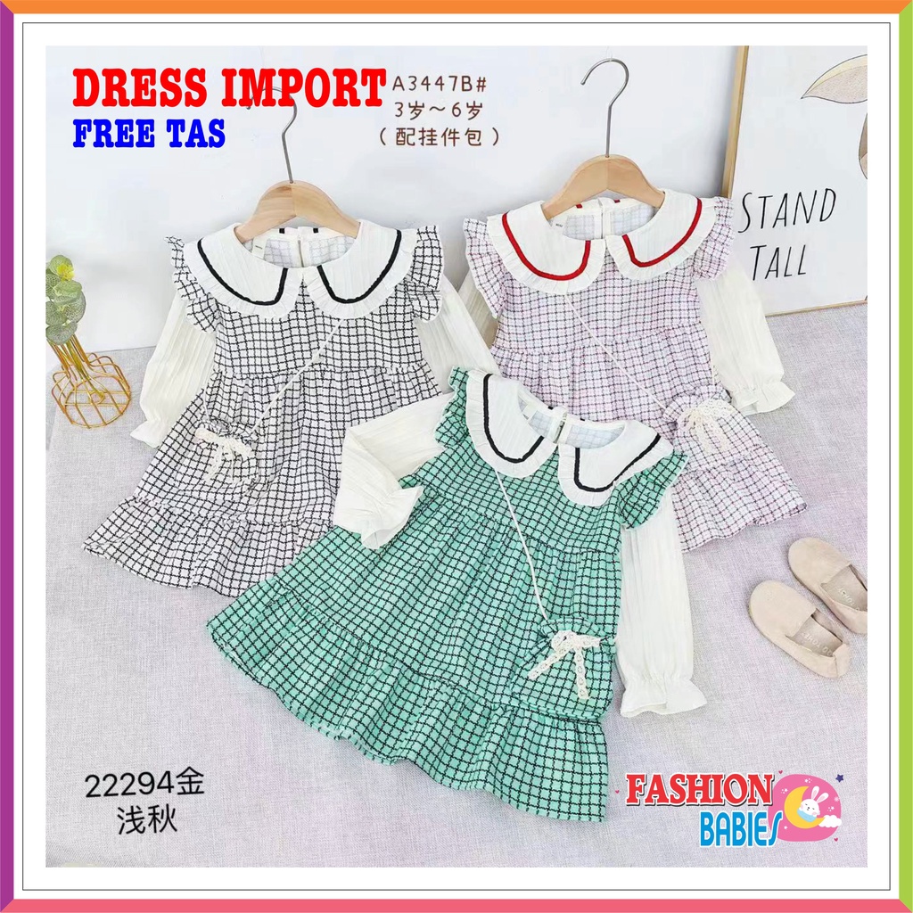 SW-01 DRESS IMPORT KOREA RUFFLE LENGAN PANJANG | GRATIS TAS SELEMPANG ❤ Fashionbabies ❤