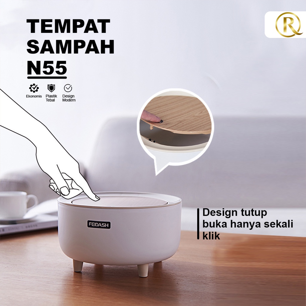 Tempat Sampah Tekan N55 Tong Sampah Wooden Stand Dapur Kamar 2L