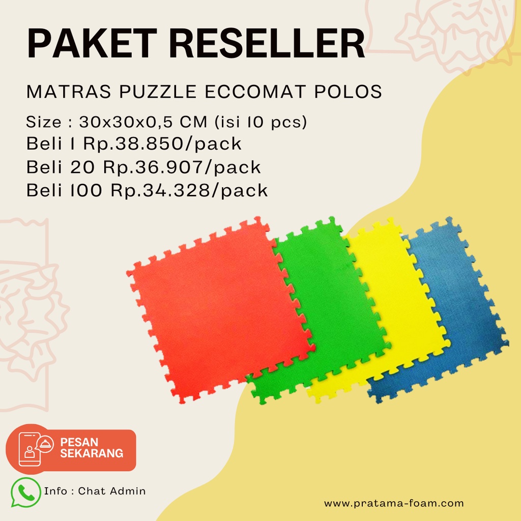 Eva Matras Puzzle Polos / Tikar / Karpet / Puzzle Alas Lantai  30x30x0,5cm Ekonomis