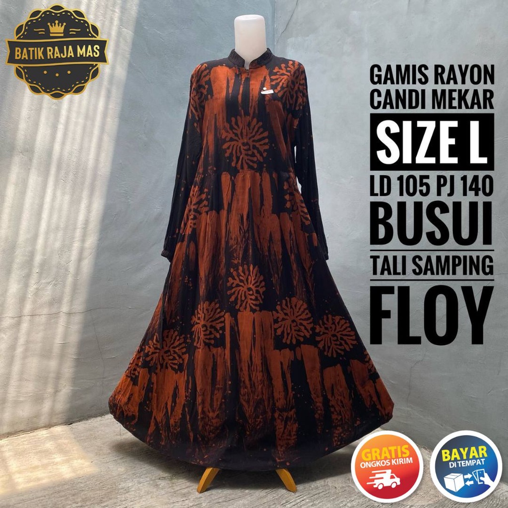 Gamis Wanita Dewasa Terbaru 2022 Kekinian Motif Batik Abstrak Busui Friendly Resleting Sleting Depan
