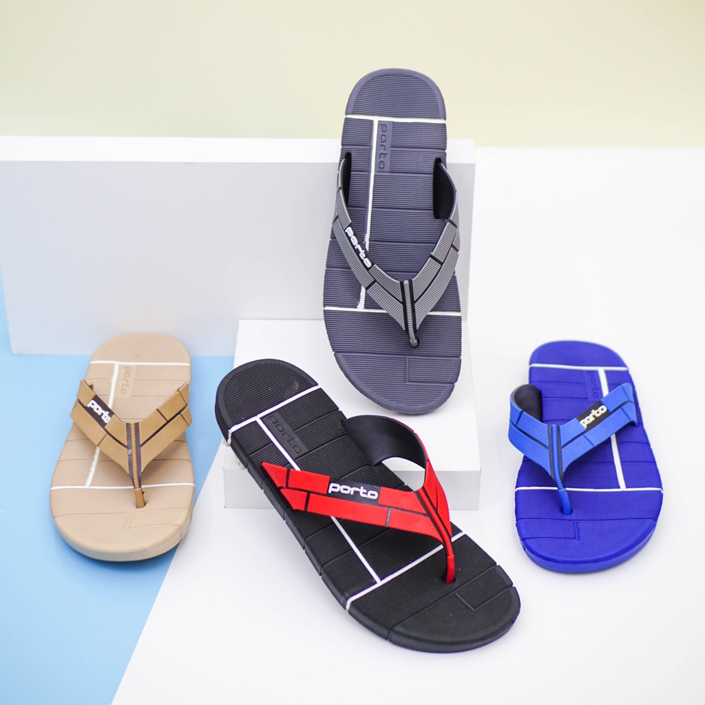 1034M - Porto Leveling Sandal Jepit Harian Pria Keren Ringan Empuk Karet Awet