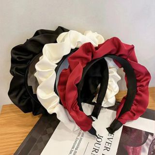 GO!BD1069 Bandana Korea Wanita Murah Bahan Satin Bando Schruchie Headband Ruffle Kerut